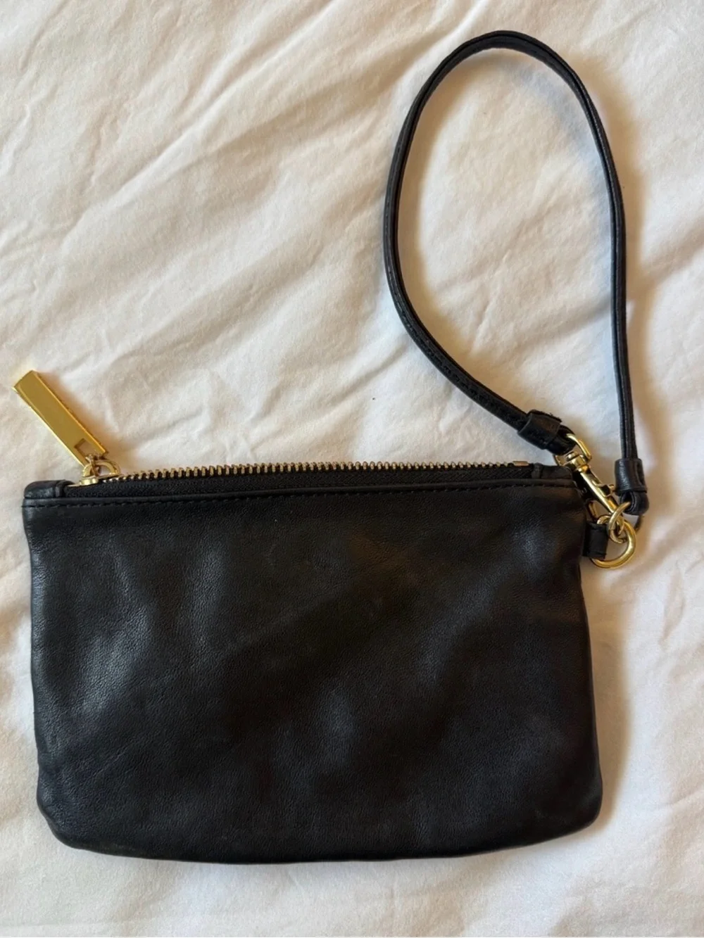 Tory Burch Leather Black Braided Chain Wristlet
